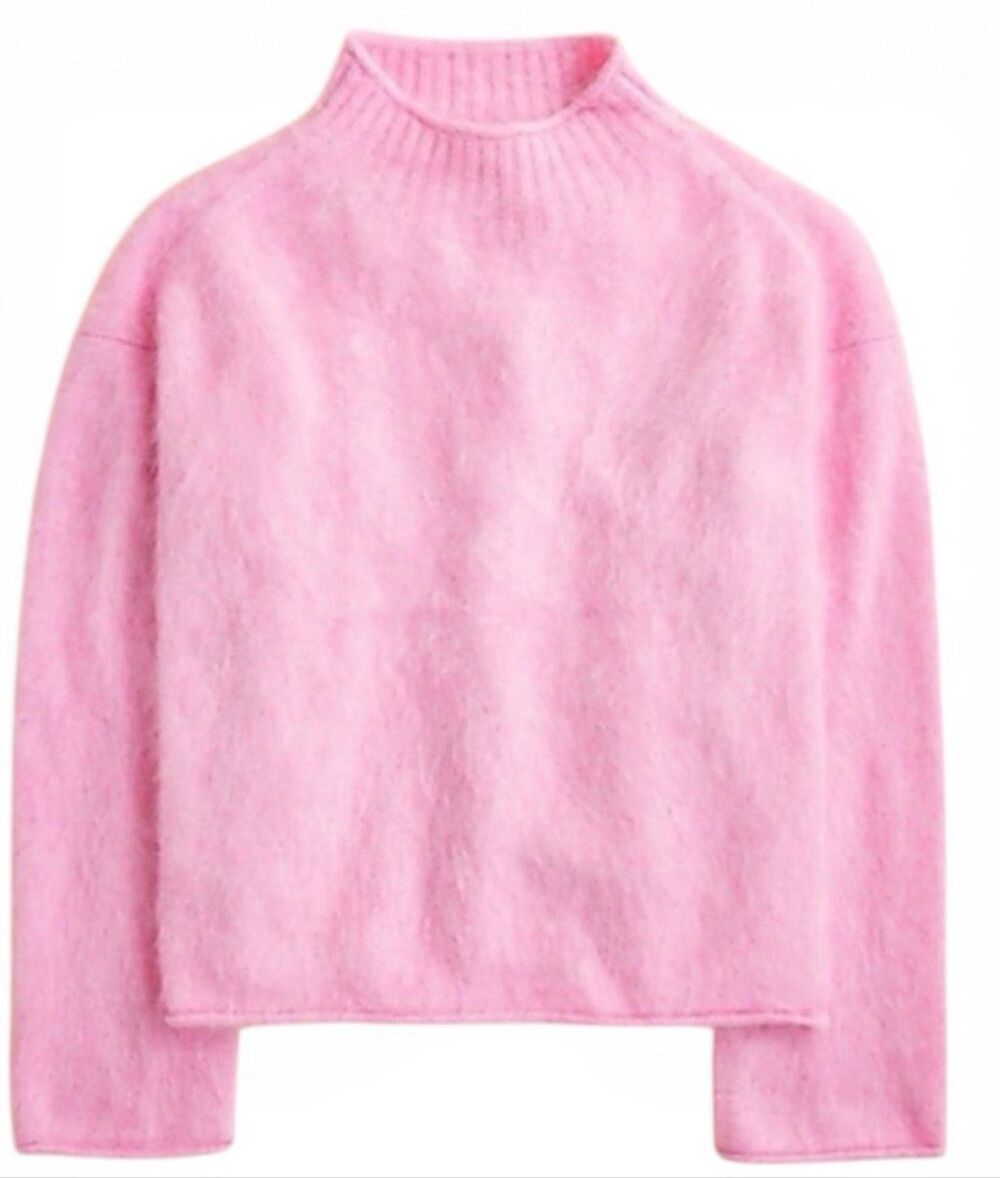 J. Crew Perfect Brushed cashmere crewneck sweater in Sweet Hibiscus NWT Size Lar